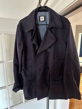 Lands' End Navy Double-Breasted Peacoat
